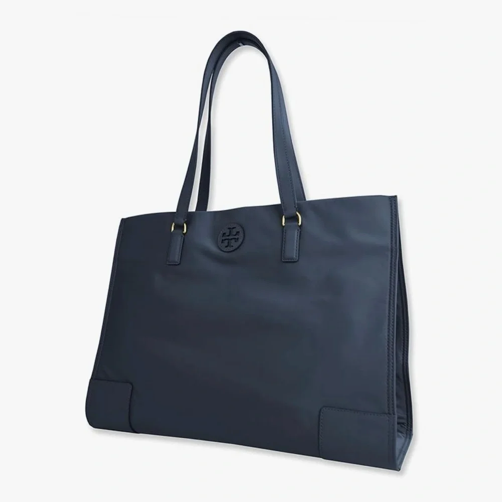 NEW!! Tory Burch Ella Large Nylon Tote Navy Blue & Gold  NWOT